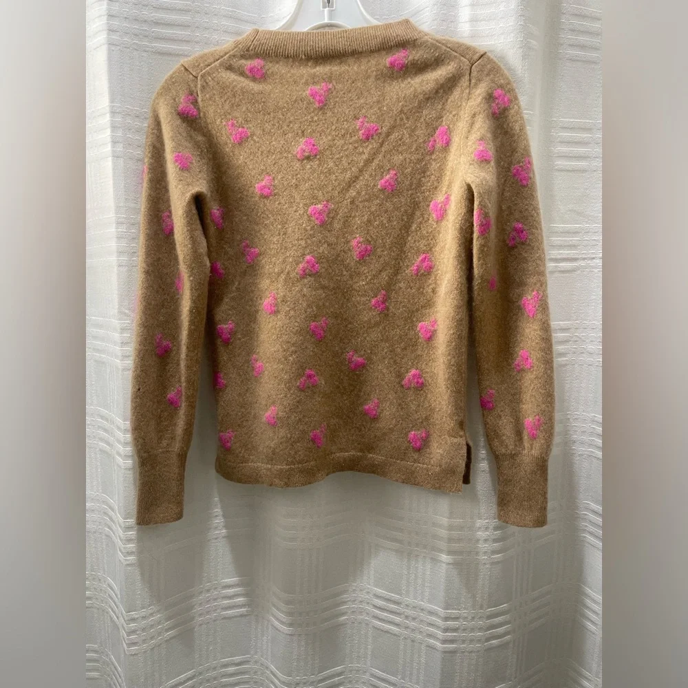 J. Crew tan and pink cherry cashmere sweater XS
